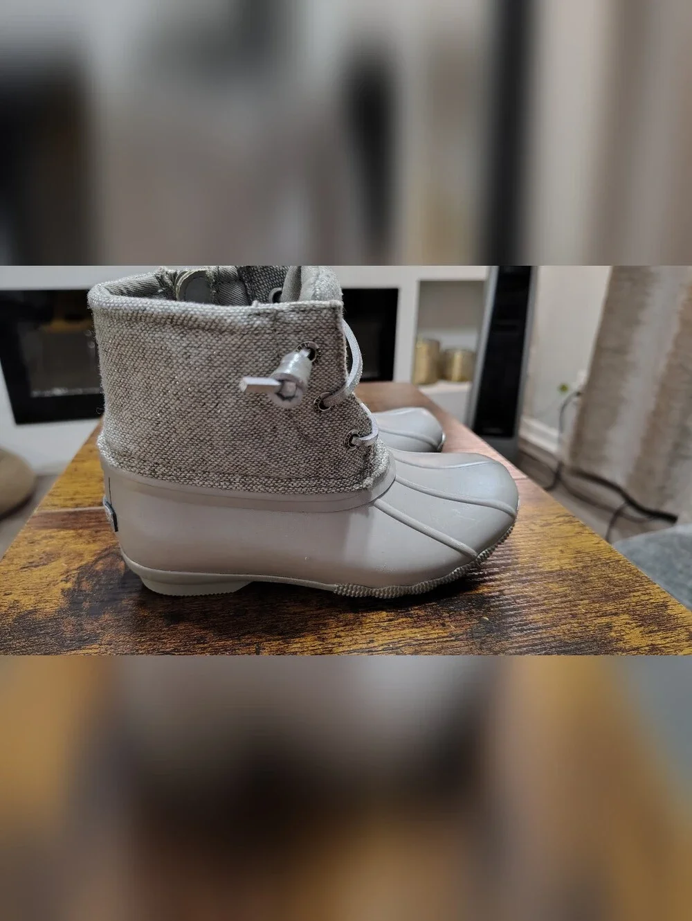Sperry Kids Metallic Silver Duck Boot Sneakers Size 10M